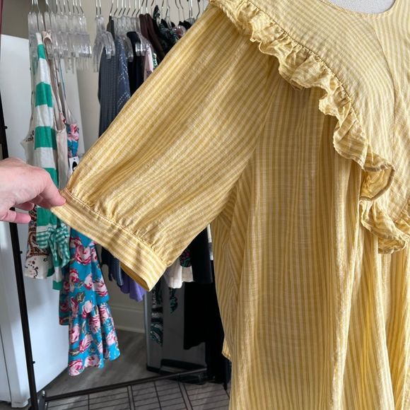 Terra & Sky Top in Gold with Ruffle on Bodice Gives all the Boho Vibes Size 2X - Picture 2 of 6